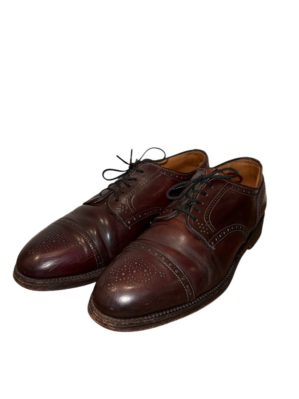 Alden x Brooks 2145 Color 8 Shell Cordovan Medallion Tip Blucher Derby Shoe 10 D